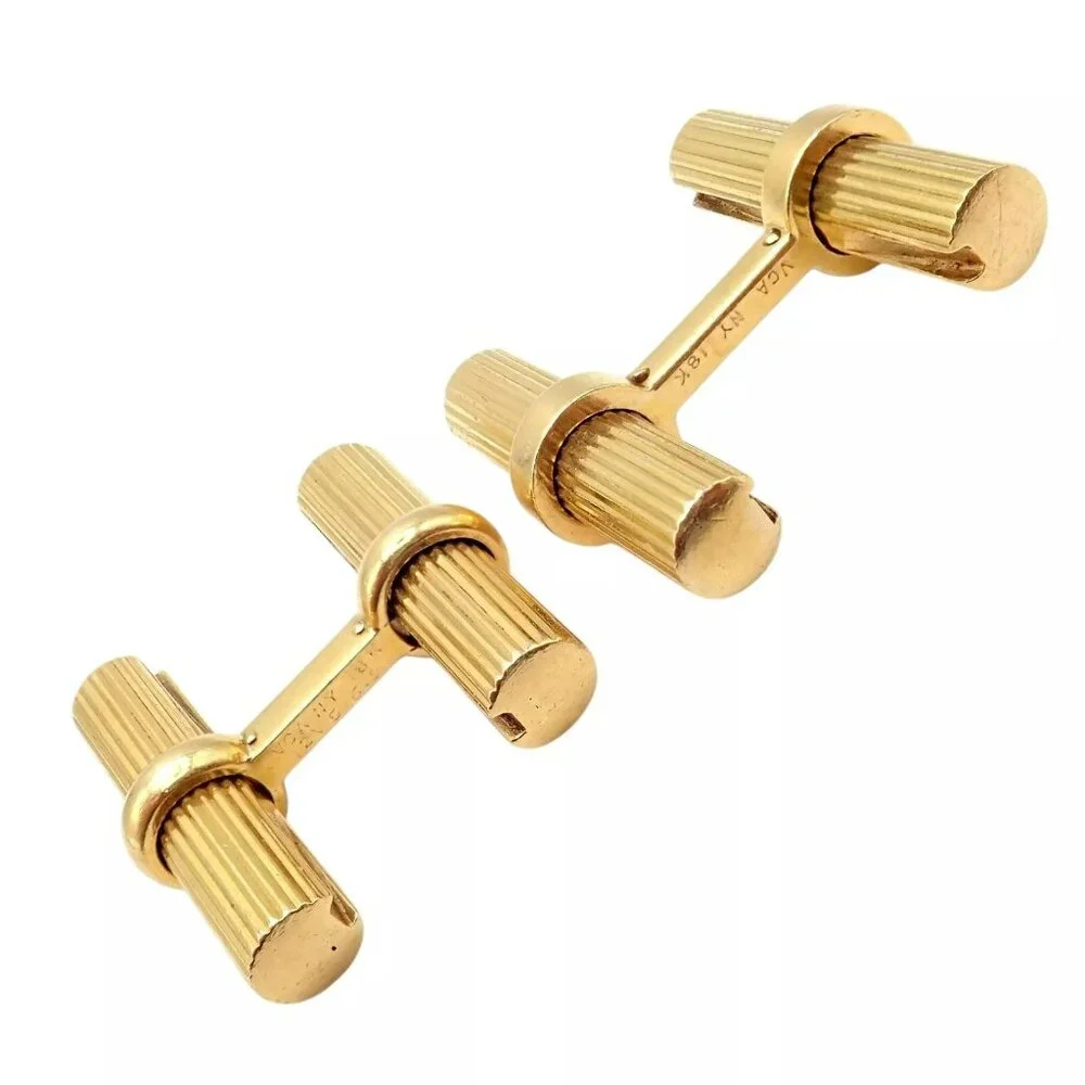 Vintage! Authentic Van Cleef & Arpels 18k Yellow Gold Bar Cufflinks